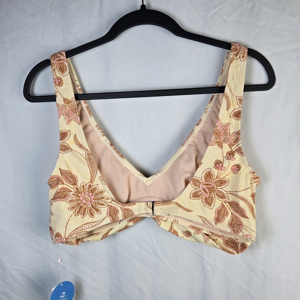 Cupshe Batik Floral Bikini Set Womens Large Blue Cream Beach Pool Vacation Lake - Picture 3 of 8
